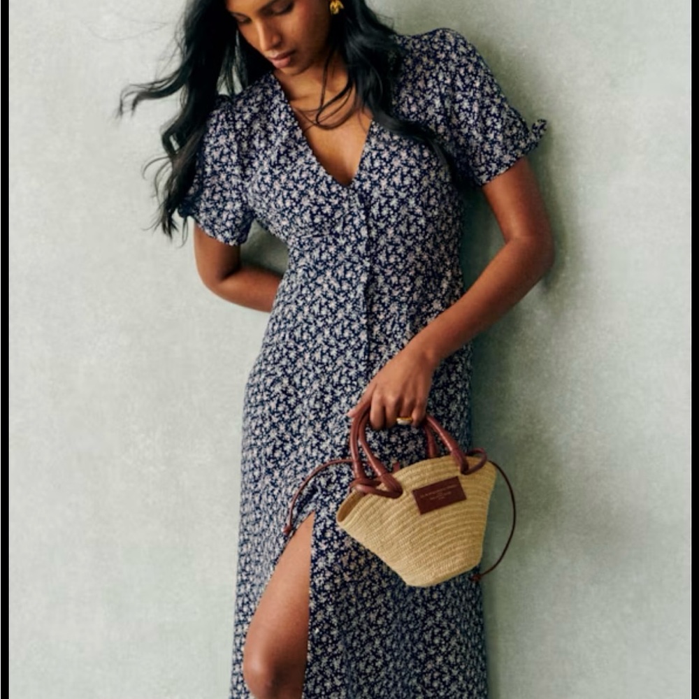 Sezane Vic Dress Lanzarote Print Sz10/42